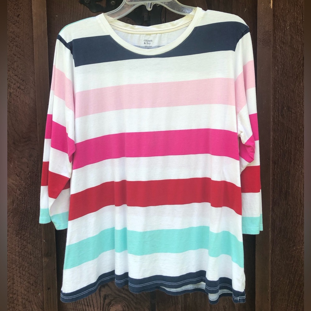 Crown & Ivy Colorful Striped Long Sleeve Tee